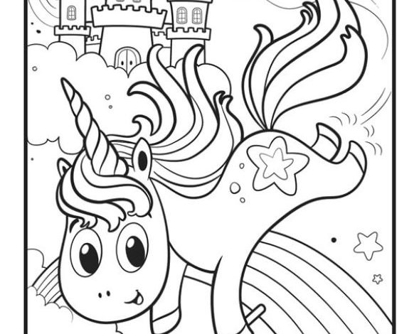 Sevimli Unicorn ve Şato Boyama Sayfası - Çocuklar için Eğitici ve Eğlenceli