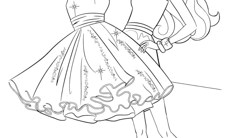 Barbie'nin Parti Kıyafeti Boyama Sayfası