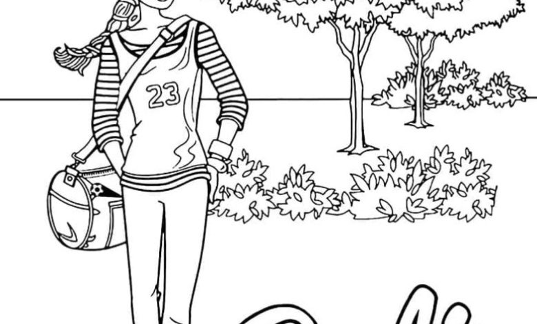 Barbie Temalı Kız Karakterinin Doğa Gezisi Çizim Boyama Sayfası