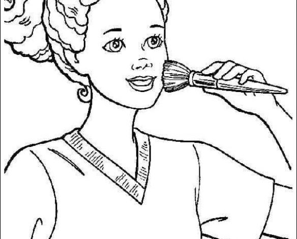 Genç Kızın Makyaj Yaparken Boyama Sayfası