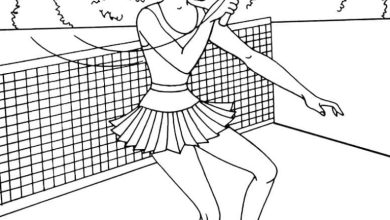 Tenis Oynayan Kadın Boyama Sayfası - Ücretsiz PDF İndir