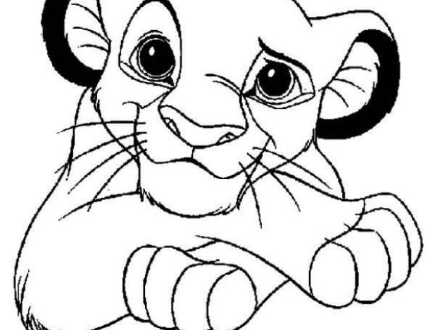 Simba ile Şirin Bakışlı Aslan Boyama Sayfası