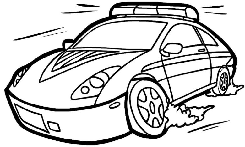 Arabalı Boyama Sayfası - Spor Araba Çizimi