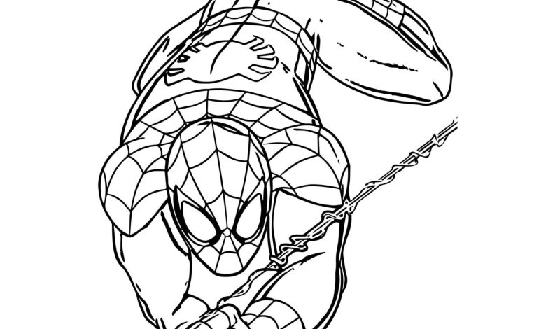 Örümcek Adam Boyama Sayfası Ağ Atan Dinamik Figür