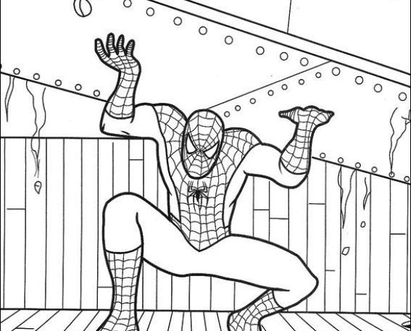 Örümcek Adam Boyama Sayfası - Metalik Bir Ortamda Aksiyon