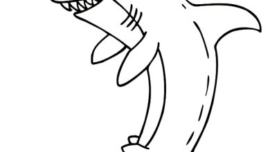 Köpekbalığı ve Küçük Balıklar Boyama Sayfası