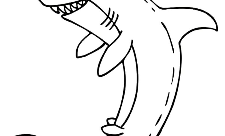 Köpekbalığı ve Küçük Balıklar Boyama Sayfası