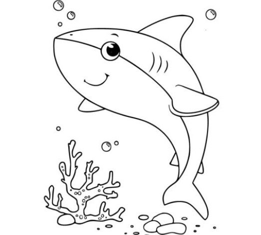 Sevimli Köpekbalığı Boyama Sayfası - Çocuklar İçin Eğlenceli Deniz Temalı Boyama