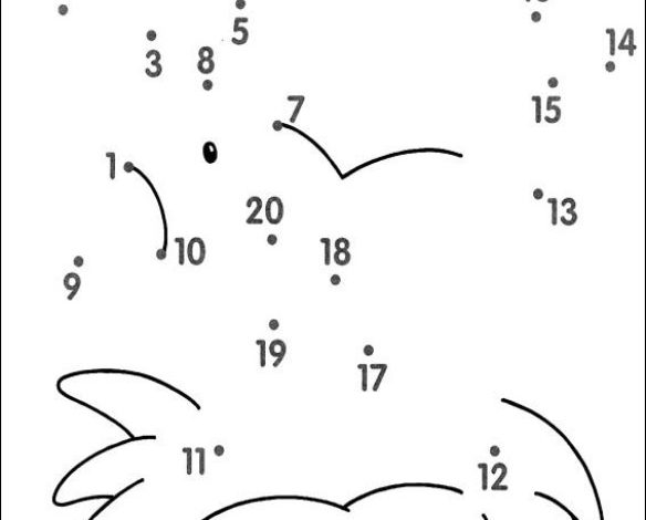 Sevimli Hayvan Şeklinde Nokta Birleştirme Boyama Sayfası Kılavuzu