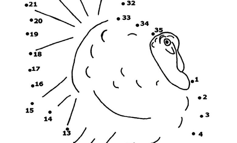 Bağlantı Noktalarıyla Hindi Boyama Sayfası Eğlenceli ve Eğitici