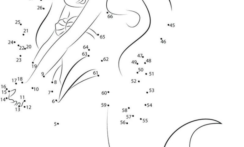 Deniz Kızı Boyama Sayfası Bağlantı Noktalarını Tamamla