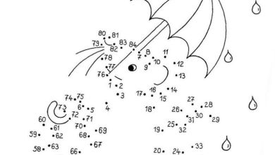 Sevimli Fare ve Şemsiye ile Sayılarla Boyama Sayfası
