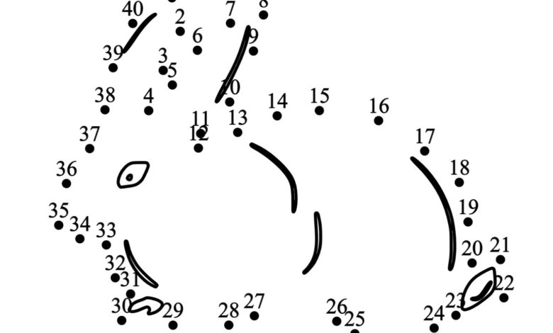 Bağlantı Noktalarıyla Tavşan Çizimi Boyama Sayfası