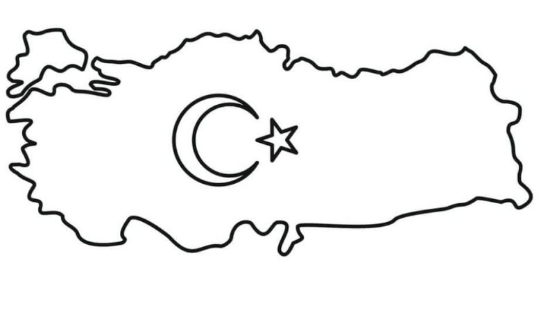 Türkiye Haritası ve Türk Bayrağı Boyama Sayfası