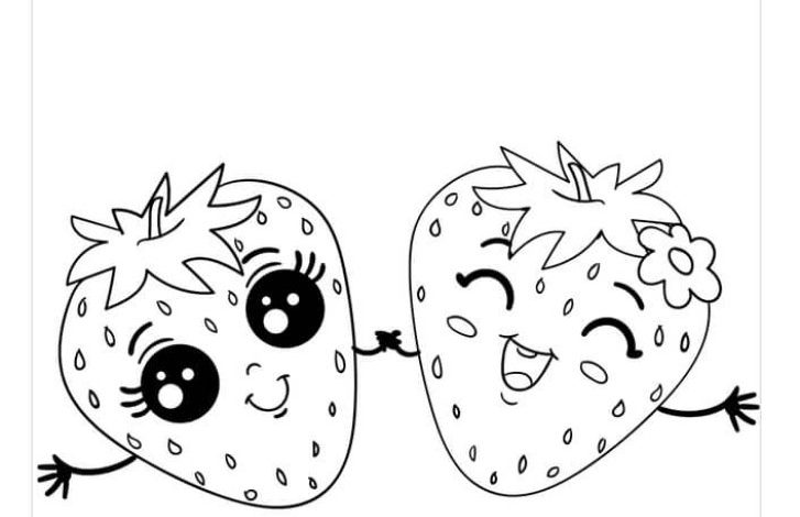 Sevimli Çilek Karakterleri Boyama Sayfası
