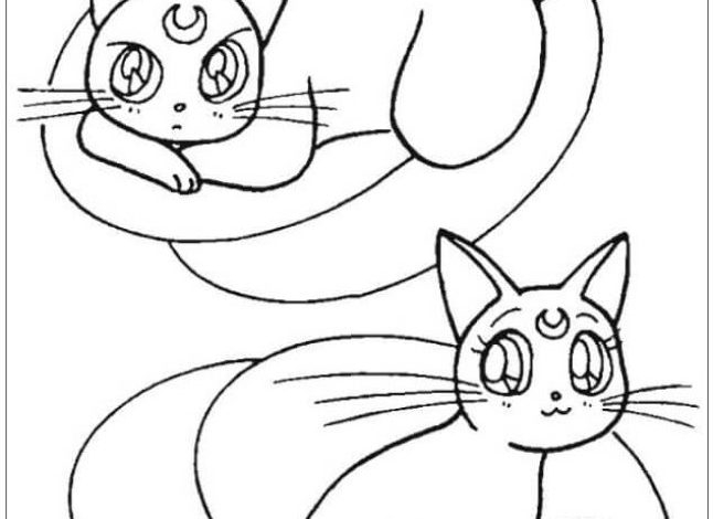 Sailor Moon Karakterlerinden Luna ve Artemis Boyama Sayfası