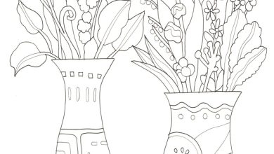 İki Çiçek Vazolu Boyama Sayfası