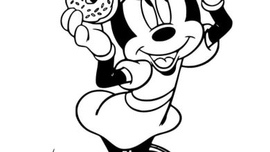 Minnie Mouse Donut Temalı Boyama Sayfası