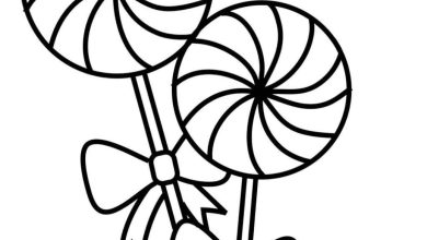 Şeker Kamışı Desenli Boyama Sayfası - Tatlı ve Renklendirilebilir Şekerlemeler