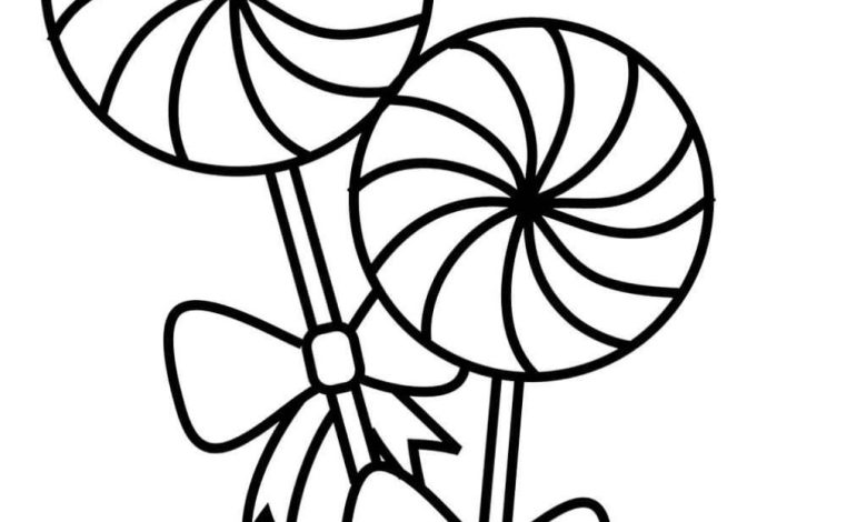 Şeker Kamışı Desenli Boyama Sayfası - Tatlı ve Renklendirilebilir Şekerlemeler