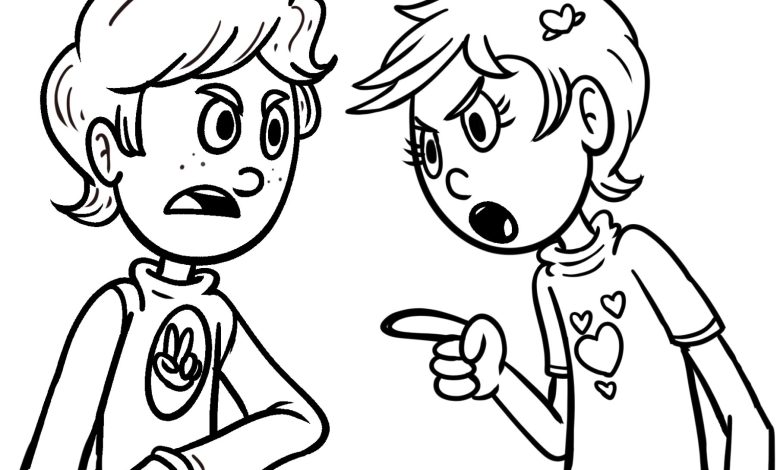 Çocukların Tartışması Konulu Boyama Sayfası