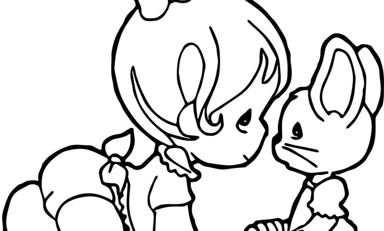 Bebek ve Tavşan Çizimi Boyama Sayfası - Sevimli Karakterler İçin Eğlenceli Bir Boyama Aktivitesi