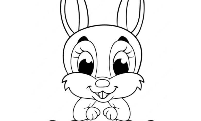 Sevimli Tavşan Boyama Sayfası - Çocuklar İçin Eğlenceli Ve Eğitici
