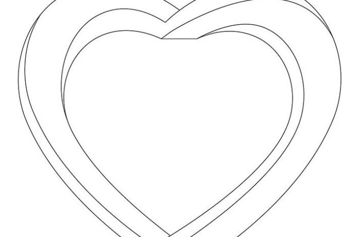 Çizgilerle Özel Kalp Şekli Boyama Sayfası - Çift Kalp Deseni