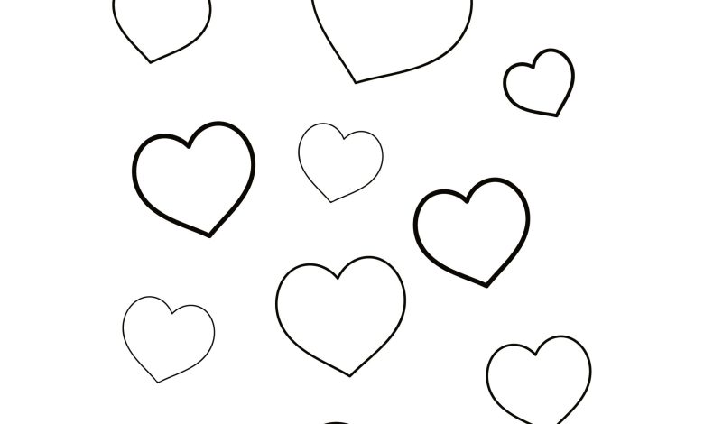 Kalpli Boyama Sayfası Kalplerden Oluşan Sevimli Desenler