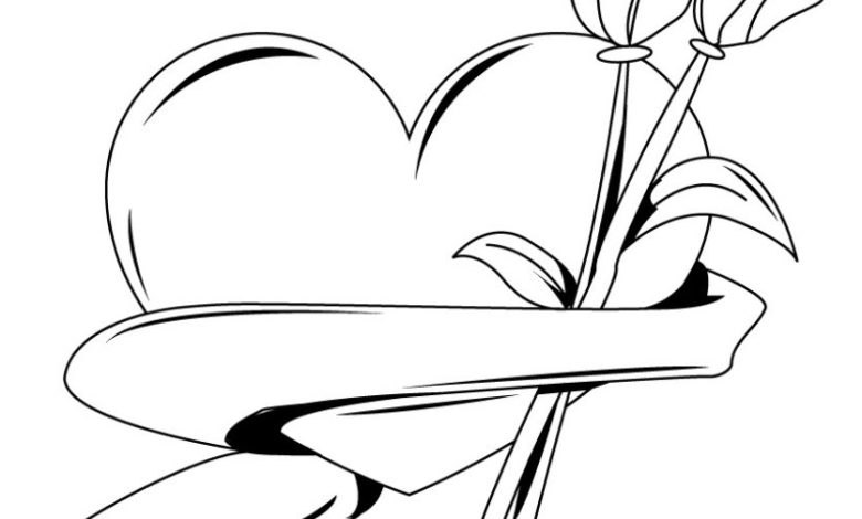 Gül ve Kalp Çiçeği Boyama Sayfası - Romantik Mandala Tasarımı