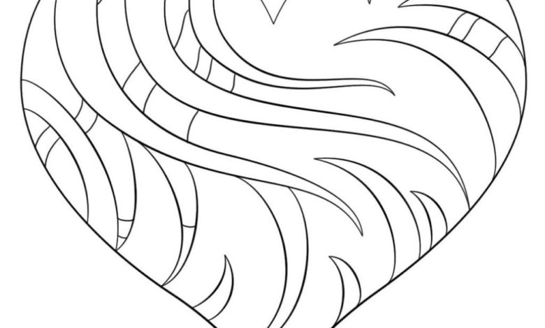 Kalp Şeklinde Desenli Boyama Sayfası