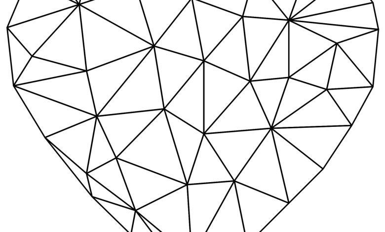 Geometrik Kalp Boyama Sayfası Örneği