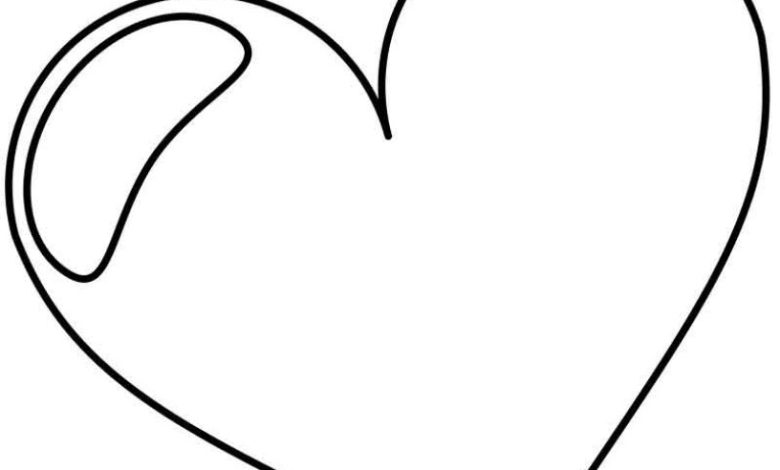 Kalp Şekli Boyama Sayfası İçin Basit ve Eğlenceli Çizim