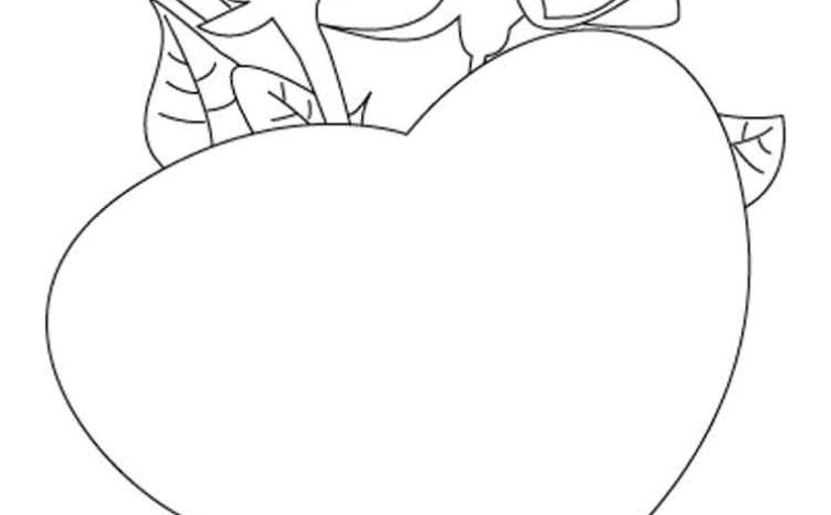 Gül ve Kalp Şekilli Boyama Sayfası Romantik Çiçek Deseni