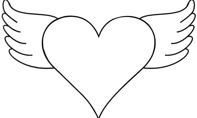 Kanatlı Kalp Boyama Sayfası - Ücretsiz ve Eğlenceli Çizimler