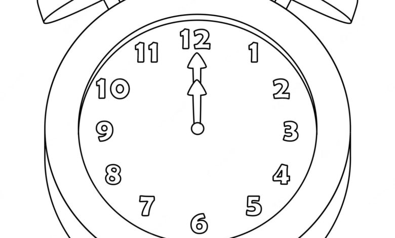 Çalar Saat Boyama Sayfası Basit ve Eğlenceli