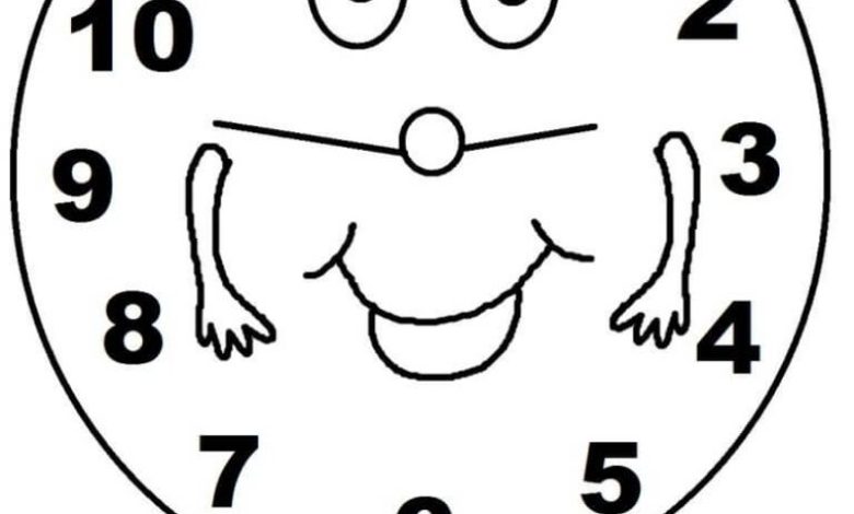 Eğlenceli Saat Boyama Sayfası (Çizgi Karakter)