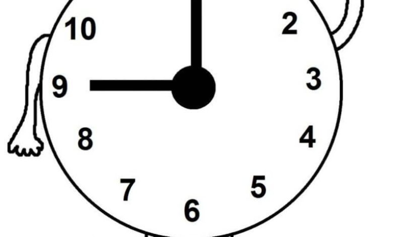 Sevimli Saat Karakteri Boyama Sayfası