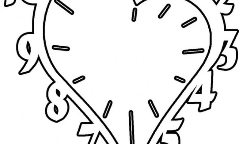 Kalp Şekilli Saat Boyama Sayfası - Eğlenceli ve Öğretici Etkinlik İçin İdeal
