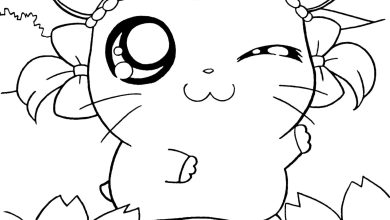 Çiçekler ve Taçlı Fare Boyama Sayfası, Hamtaro Karakteri ile Eğlenceli Boyama