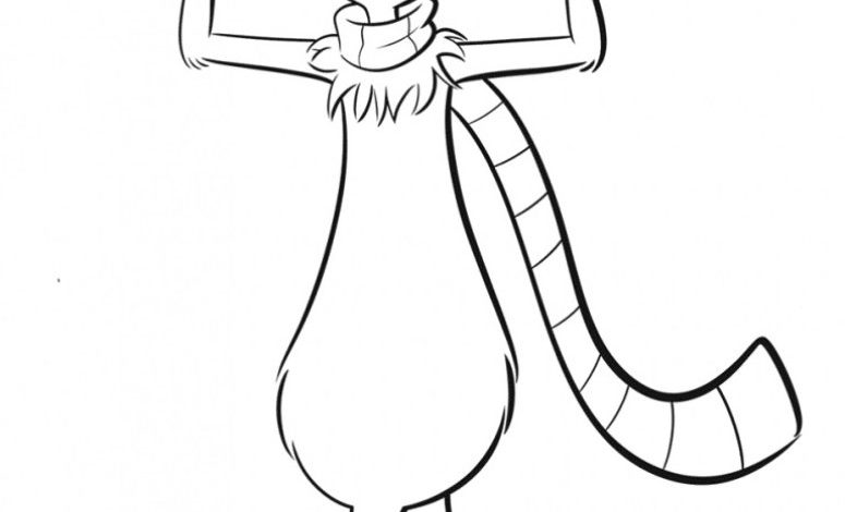 Sevimli Canavarın Boyama Sayfası - Çizgi Karakter, Şeritli Eşarp