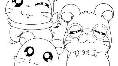 Sevimli Hamster Karakterleri Boyama Sayfası