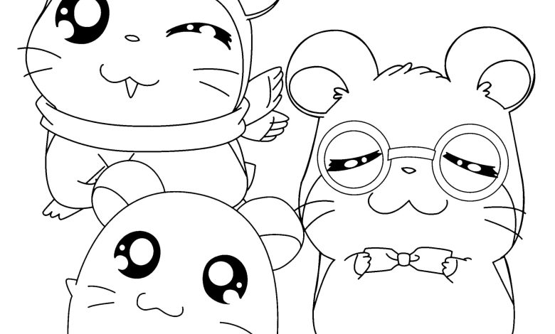 Sevimli Hamster Karakterleri Boyama Sayfası