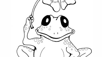 Şemsiye tutan kurbağa boyama sayfası