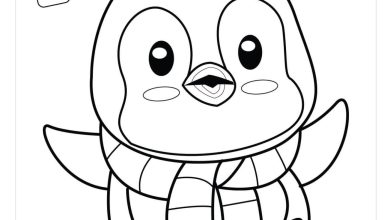 Sevimli Penguen Boyama Sayfası Kış Temalı Çizim ve Boyama