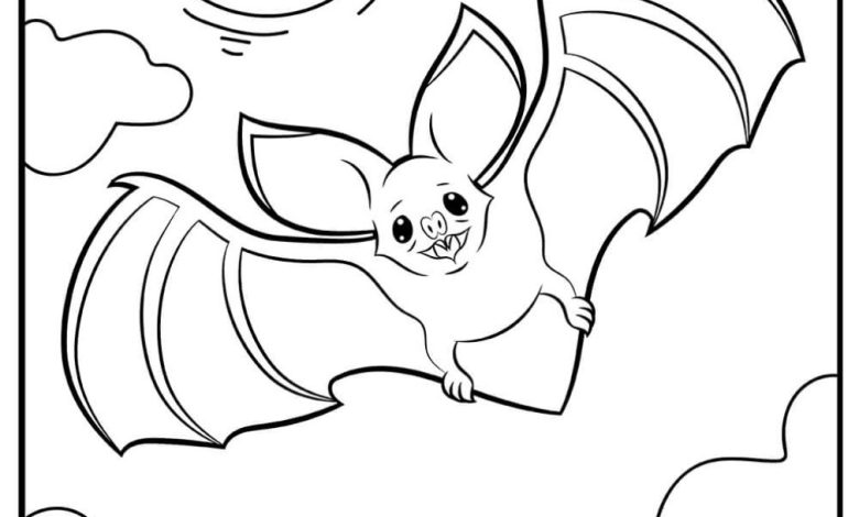 Uçan Yarasa Boyama Sayfası - Güneşli Gökyüzü Temalı