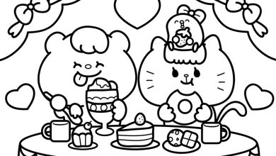 Sevimli Hayvanların Tatlı Zamanı Boyama Sayfası