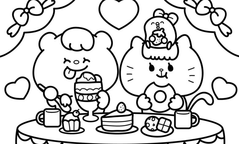 Sevimli Hayvanların Tatlı Zamanı Boyama Sayfası