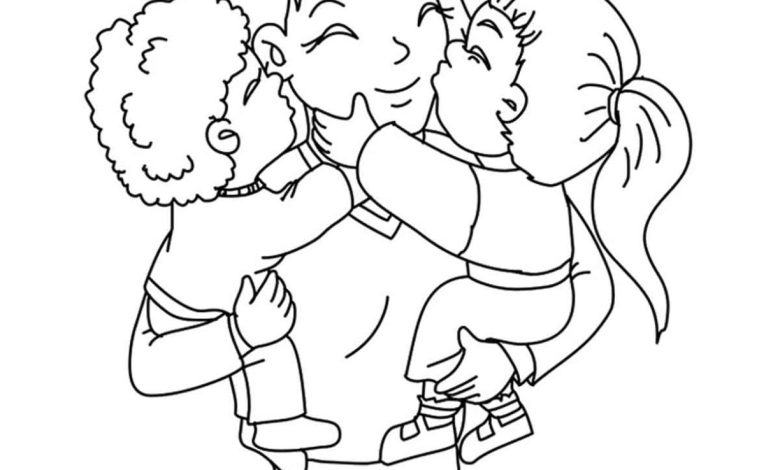 Anneleriyle Birlikte İki Çocuk Boyama Sayfası - Eğlenceli ve Sevgi Dolu Anlar