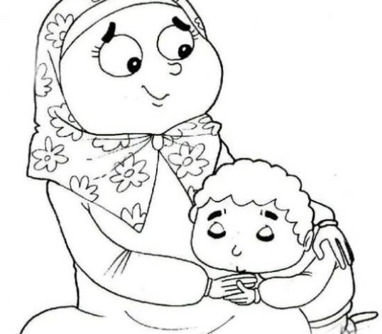 Anne ve Çocuk Temalı Boyama Sayfası - Aile Sevgisi Vurgusu